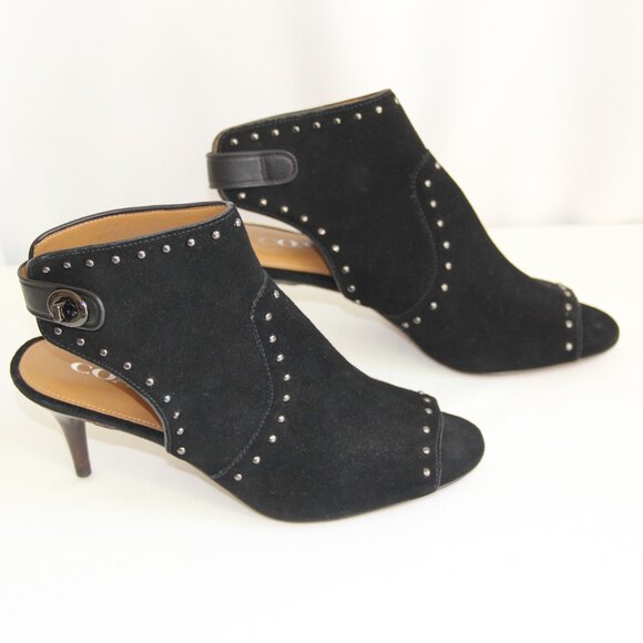 Coach Marbella Suede Leather Sling Back Heeled Booties Size 6 US/36 EU. RARE - Picture 3 of 11